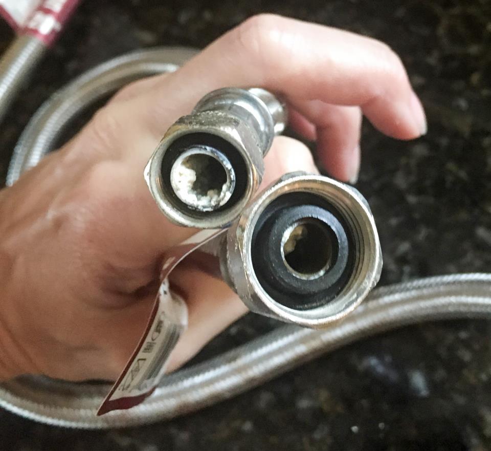 Mineral Accumulations on Cold Stainless Steel Braided Line